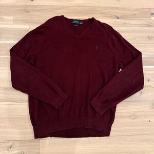 Ralph Lauren burgundy V-neck sweater Size XL